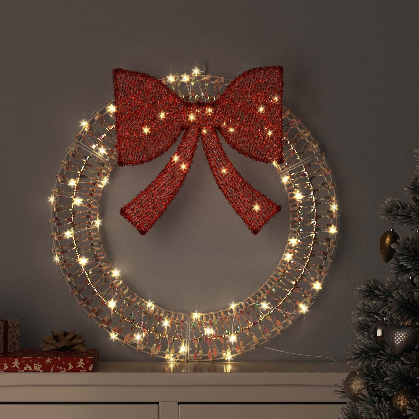 Ghirlanda con 60 LED Bianco caldo 76 x 76 x 8 cm PET