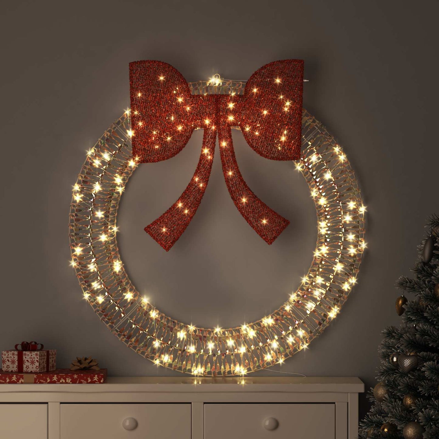 Ghirlanda con 150 LED Bianco caldo 121 x 121 x 10 cm PET