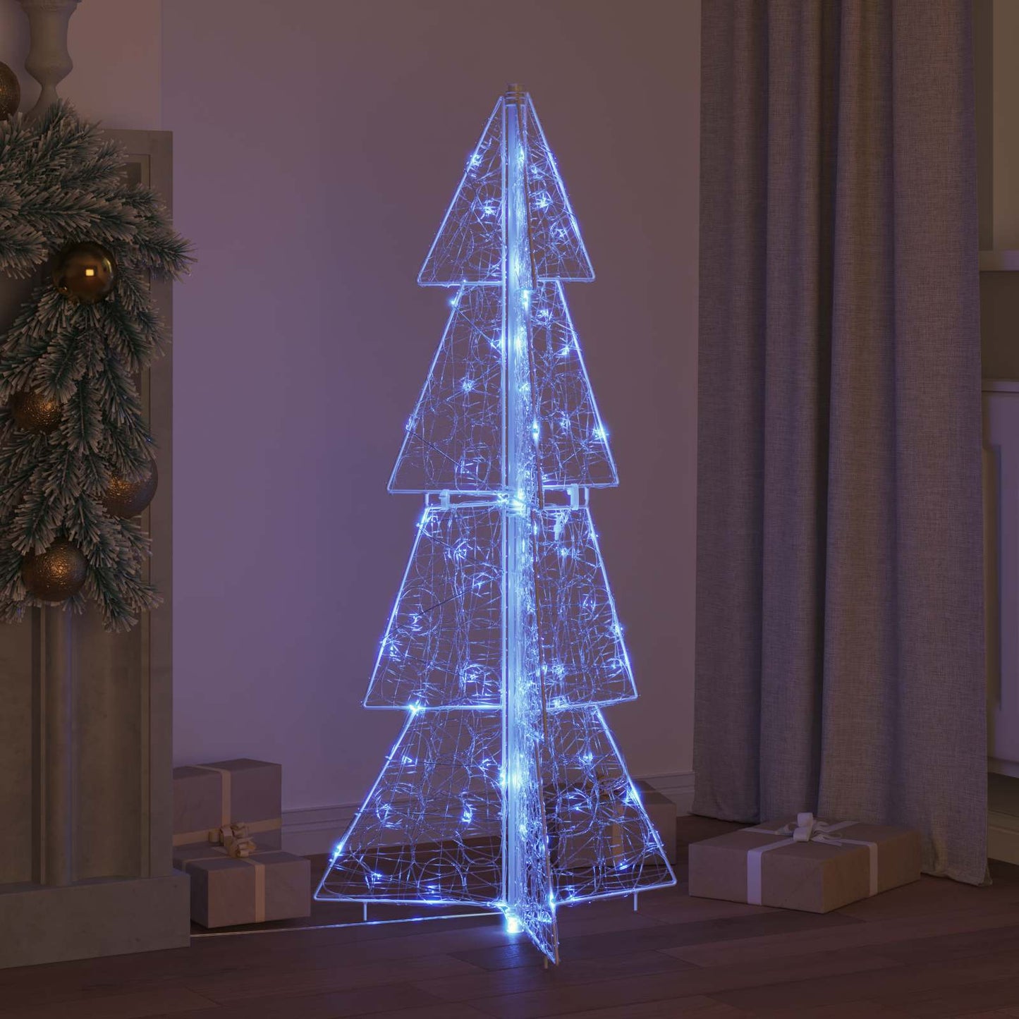 Albero di Natale con 100 LED Blu 120 cm Acrilico