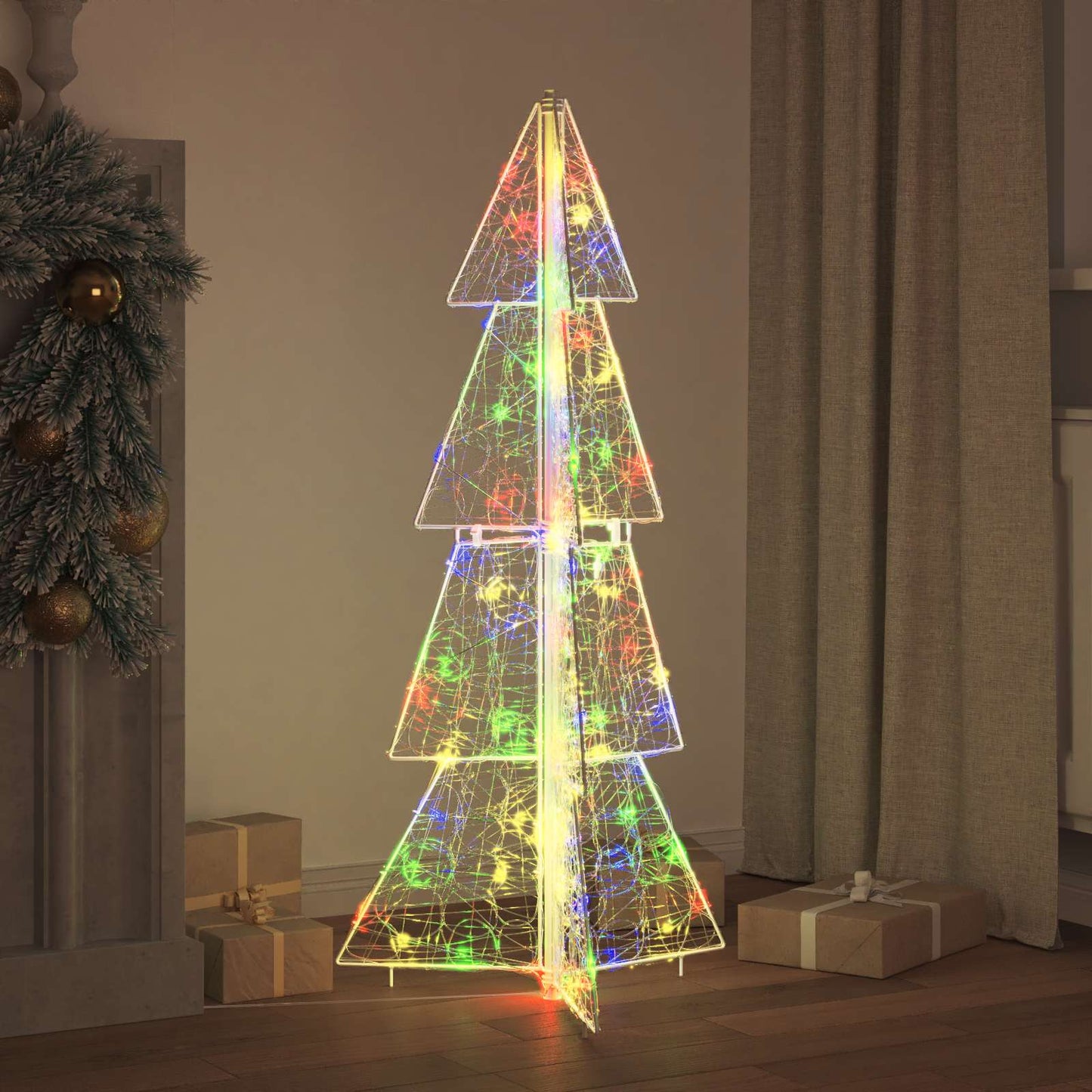 Albero di Natale con 100 LED Multicolore 120 cm Acrilico