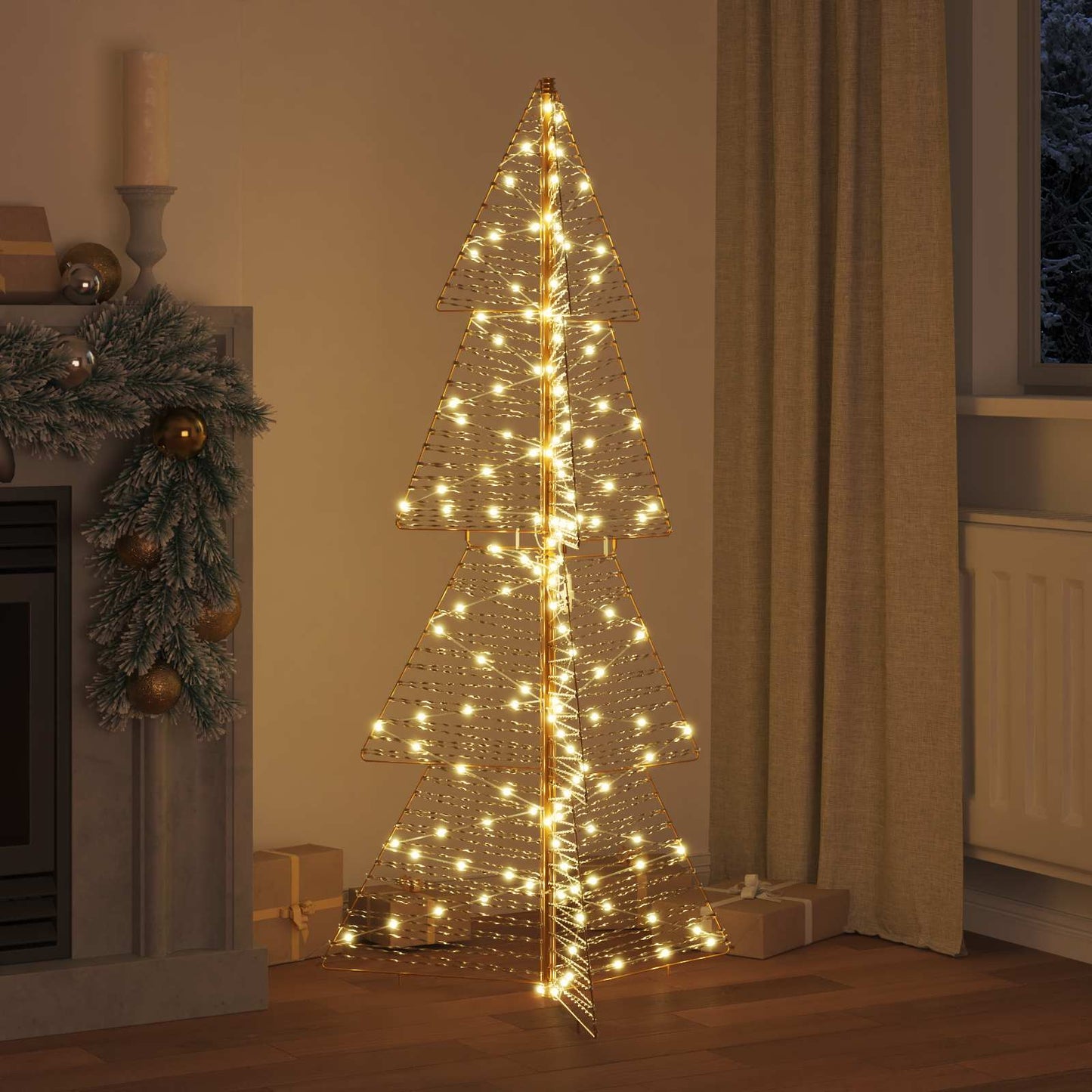 Albero di Natale con 160 LED Bianco caldo 150 cm PET