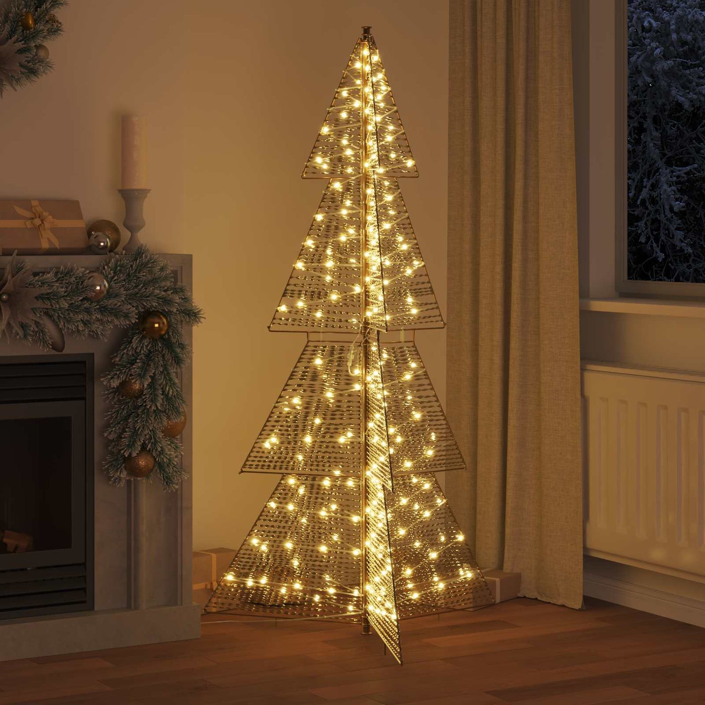Albero di Natale con 240 LED Bianco caldo 180 cm PET