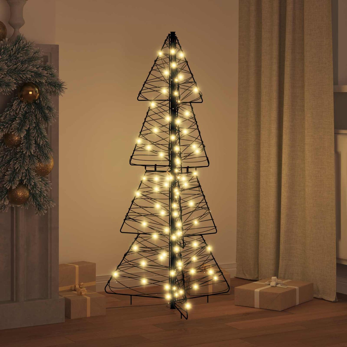 Albero di Natale con 100 LED Bianco caldo 120 cm Rattan