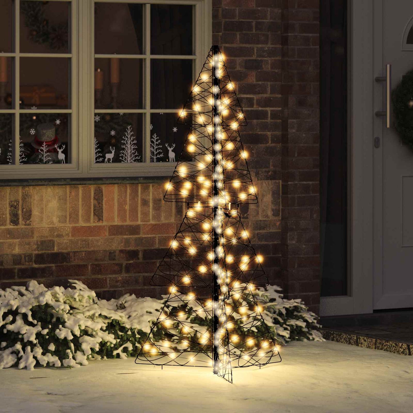 Albero di Natale con 160 LED Bianco caldo 150 cm Rattan