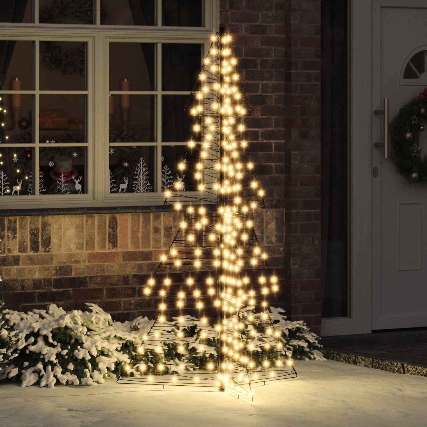 Albero di Natale con 240 LED Bianco caldo 180 cm Rattan