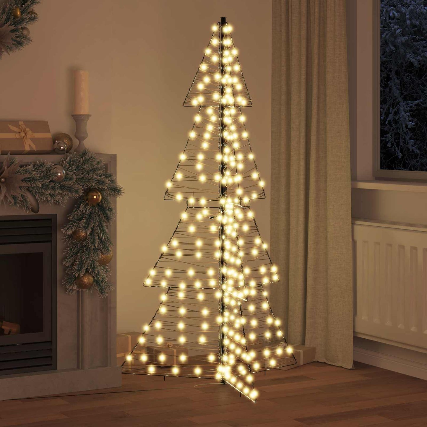 Albero di Natale con 240 LED Bianco caldo 180 cm Rattan