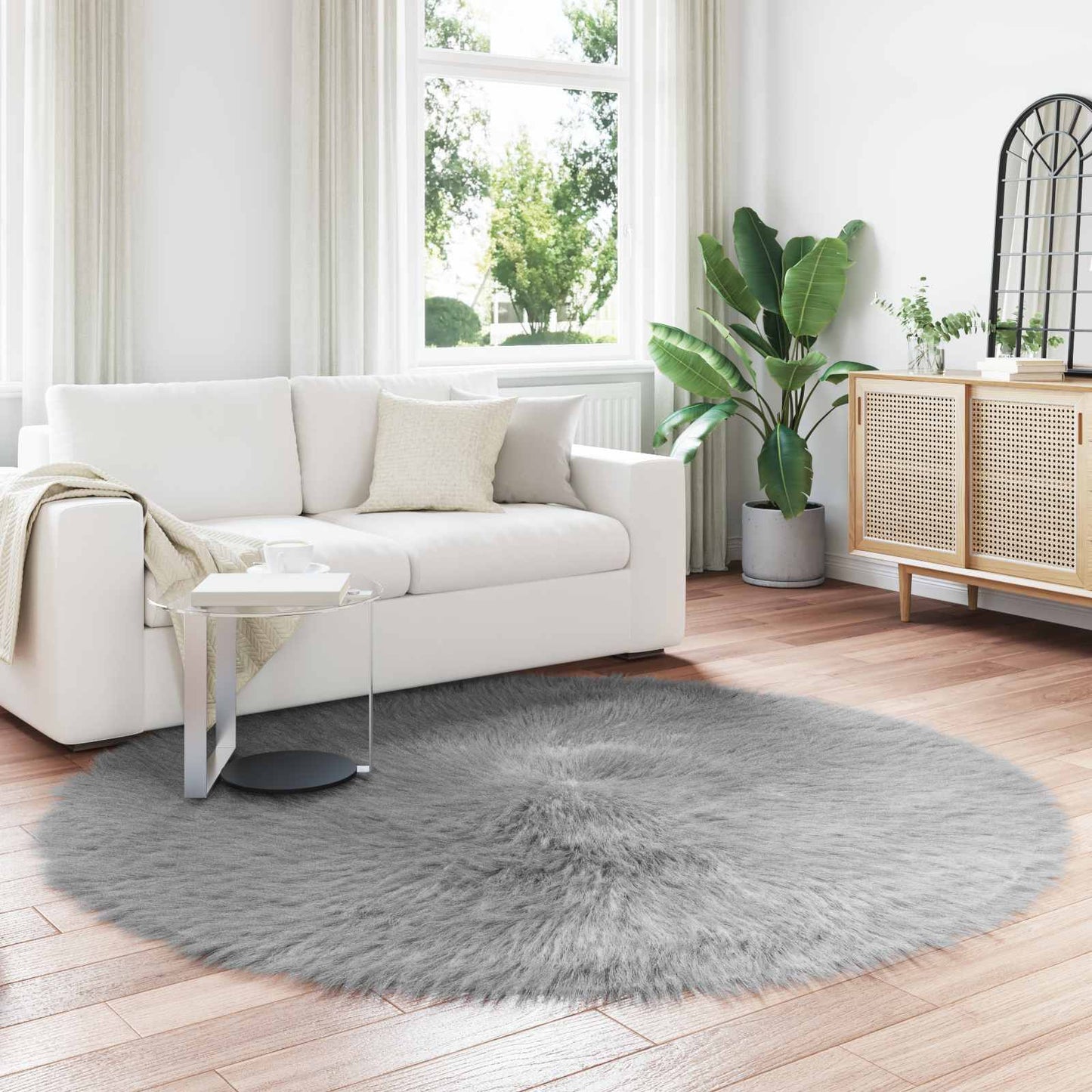 Tappeto Pecora Tafalla Grigio Ã˜ 200 cm Poliestere