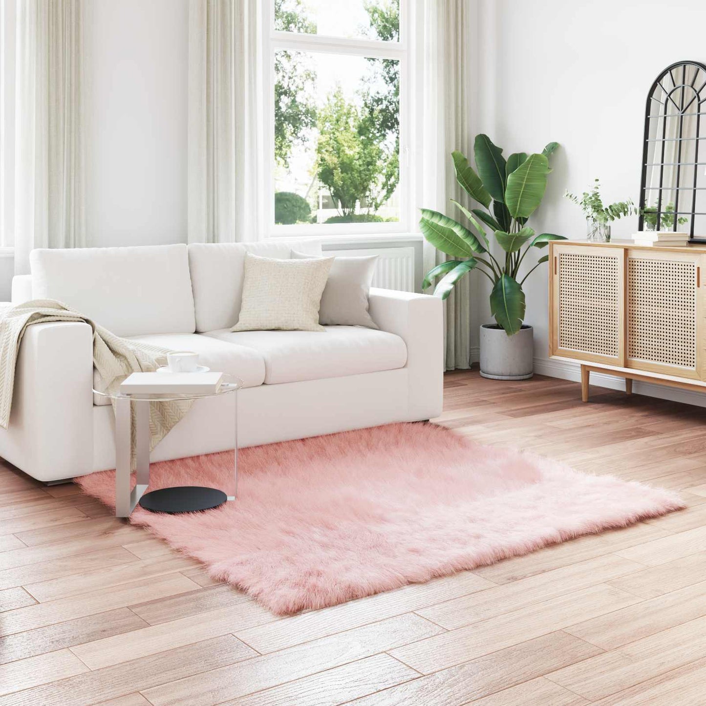 Tappeto Pecora Tafalla Rosa 160 x 160 cm Poliestere
