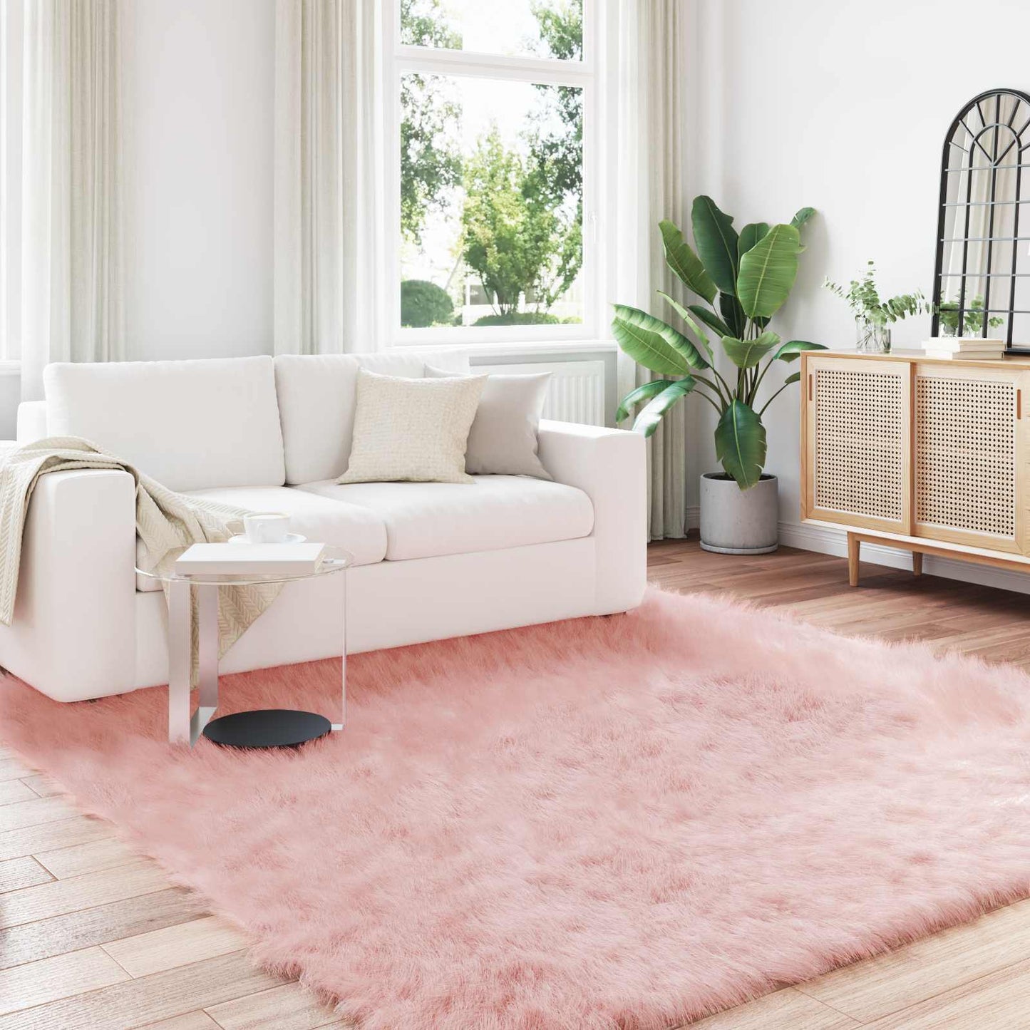 Tappeto Pecora Tafalla Rosa 200 x 200 cm Poliestere