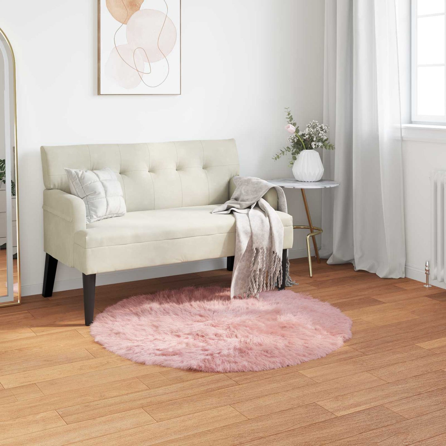Tappeto Pecora Tafalla Rosa Ã˜ 100 cm Poliestere