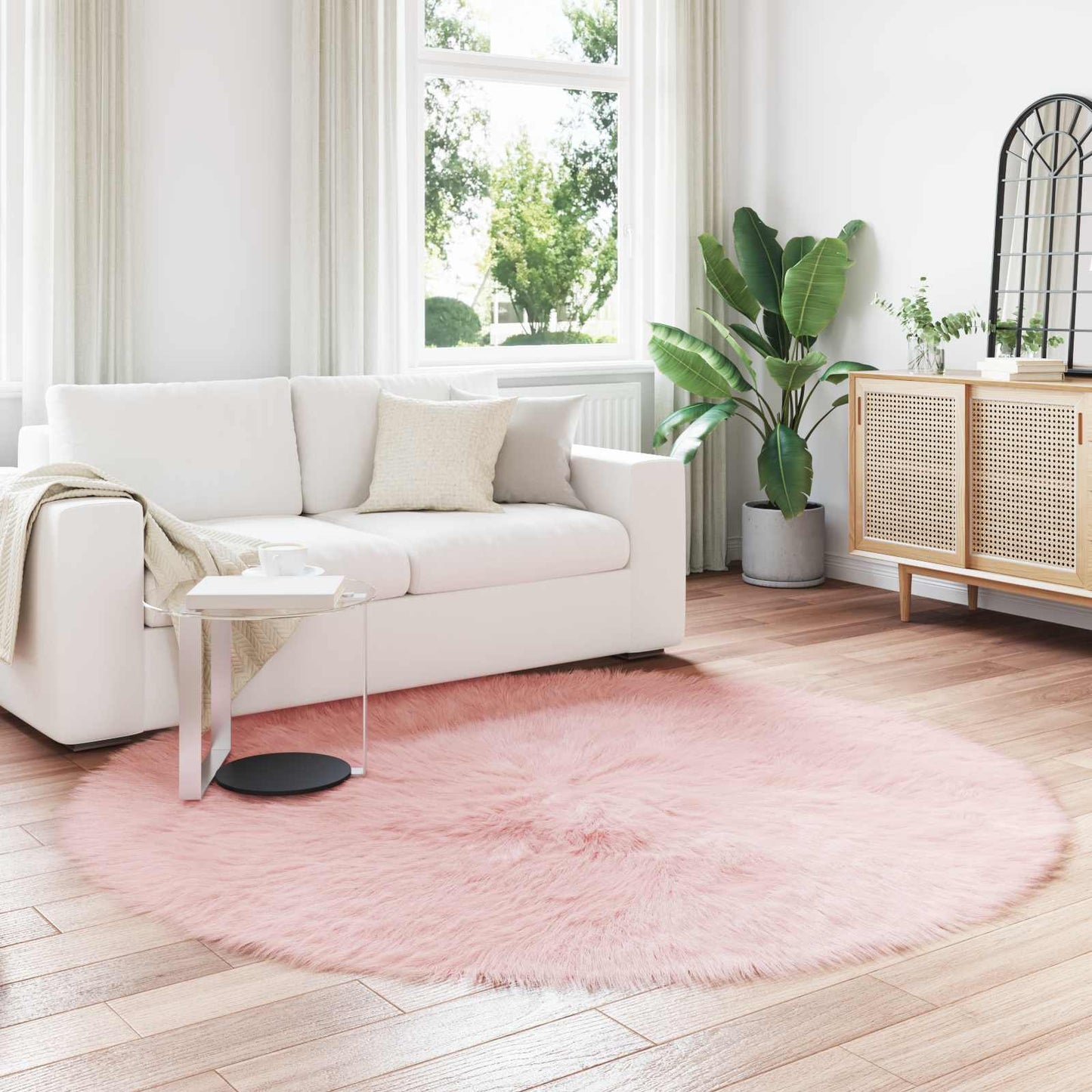 Tappeto Pecora Tafalla Rosa Ã˜ 200 cm Poliestere