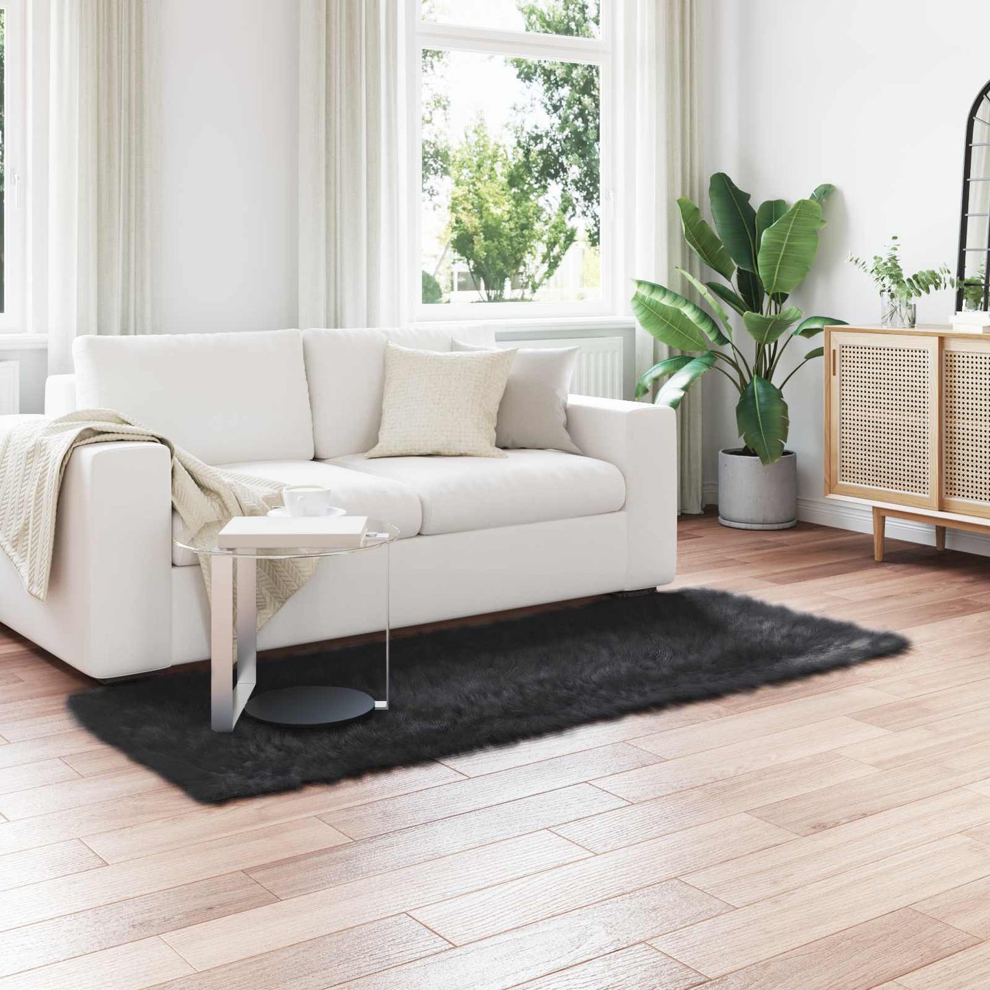 Tappeto Pecora Tafalla Nero 100 x 200 cm Poliestere