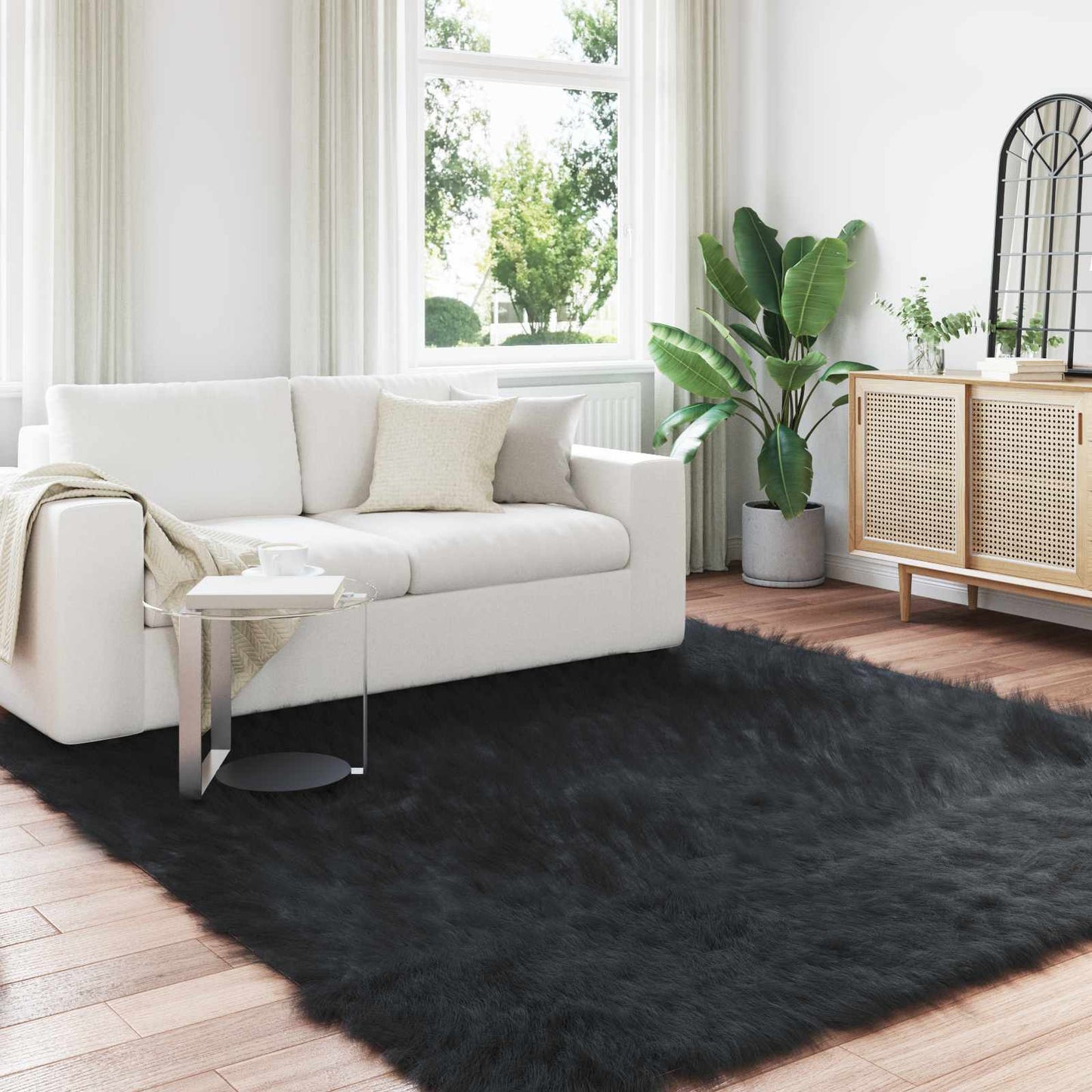 Tappeto Pecora Tafalla Nero 200 x 200 cm Poliestere