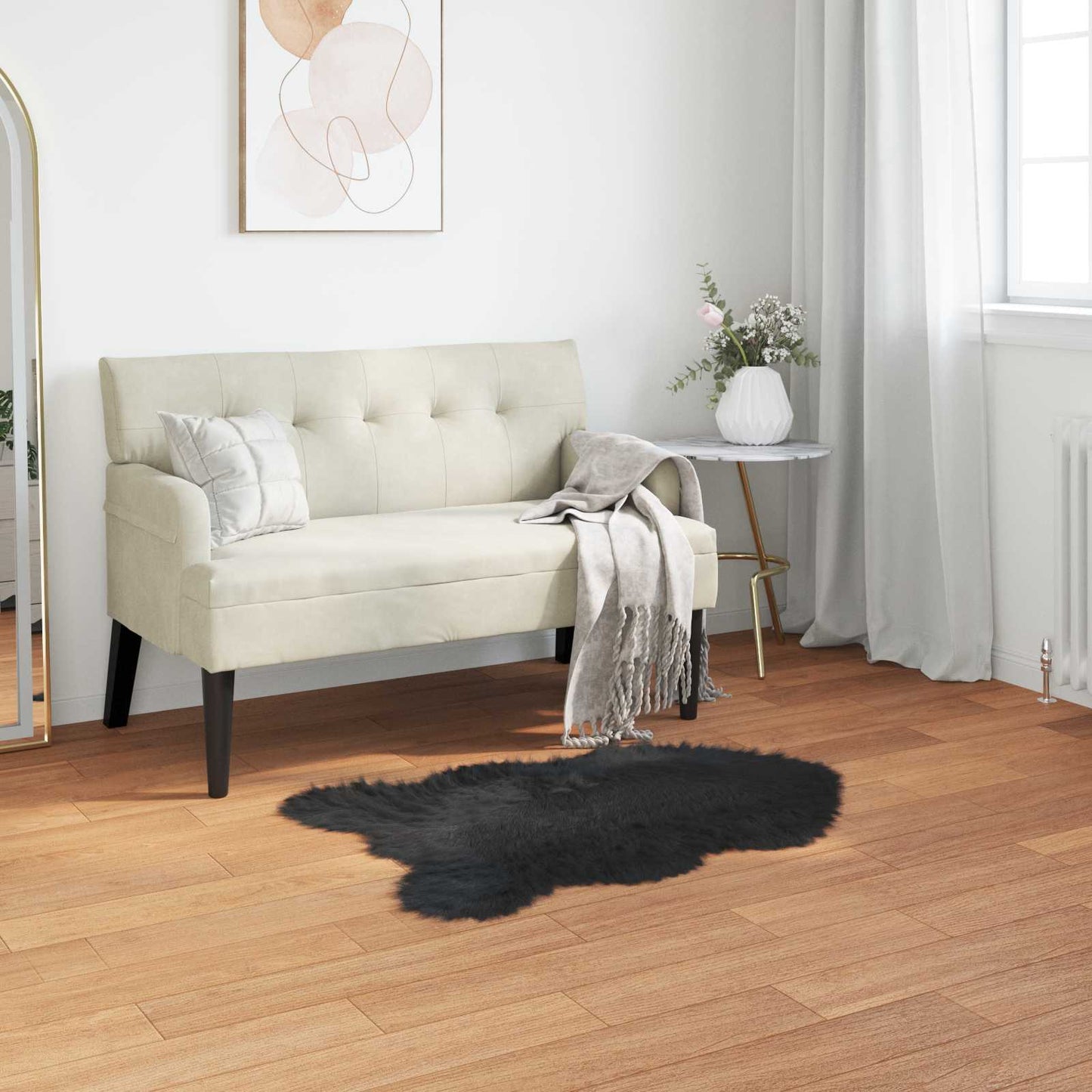 Tappeto Pecora Tafalla Nero 60 x 90 cm Poliestere