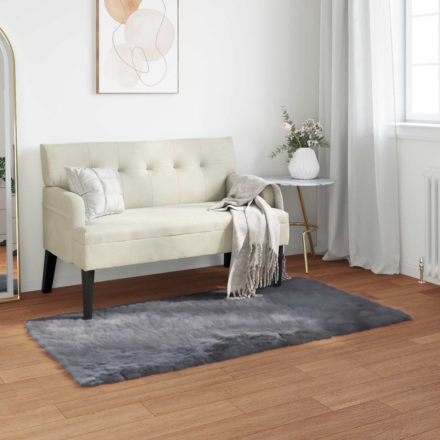 Tappeto Pecora Tafalla Antracite 60 x 110 cm Poliestere