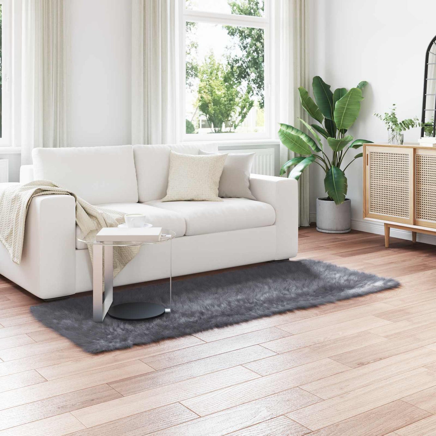 Tappeto Pecora Tafalla Antracite 100 x 200 cm Poliestere