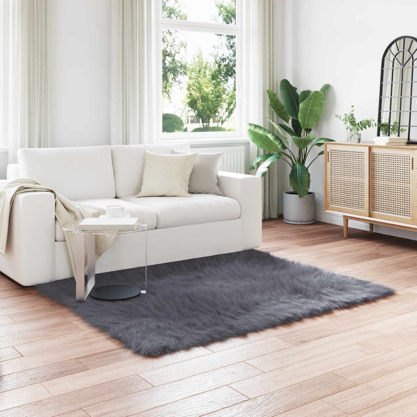 Tappeto Pecora Tafalla Antracite 160 x 160 cm Poliestere