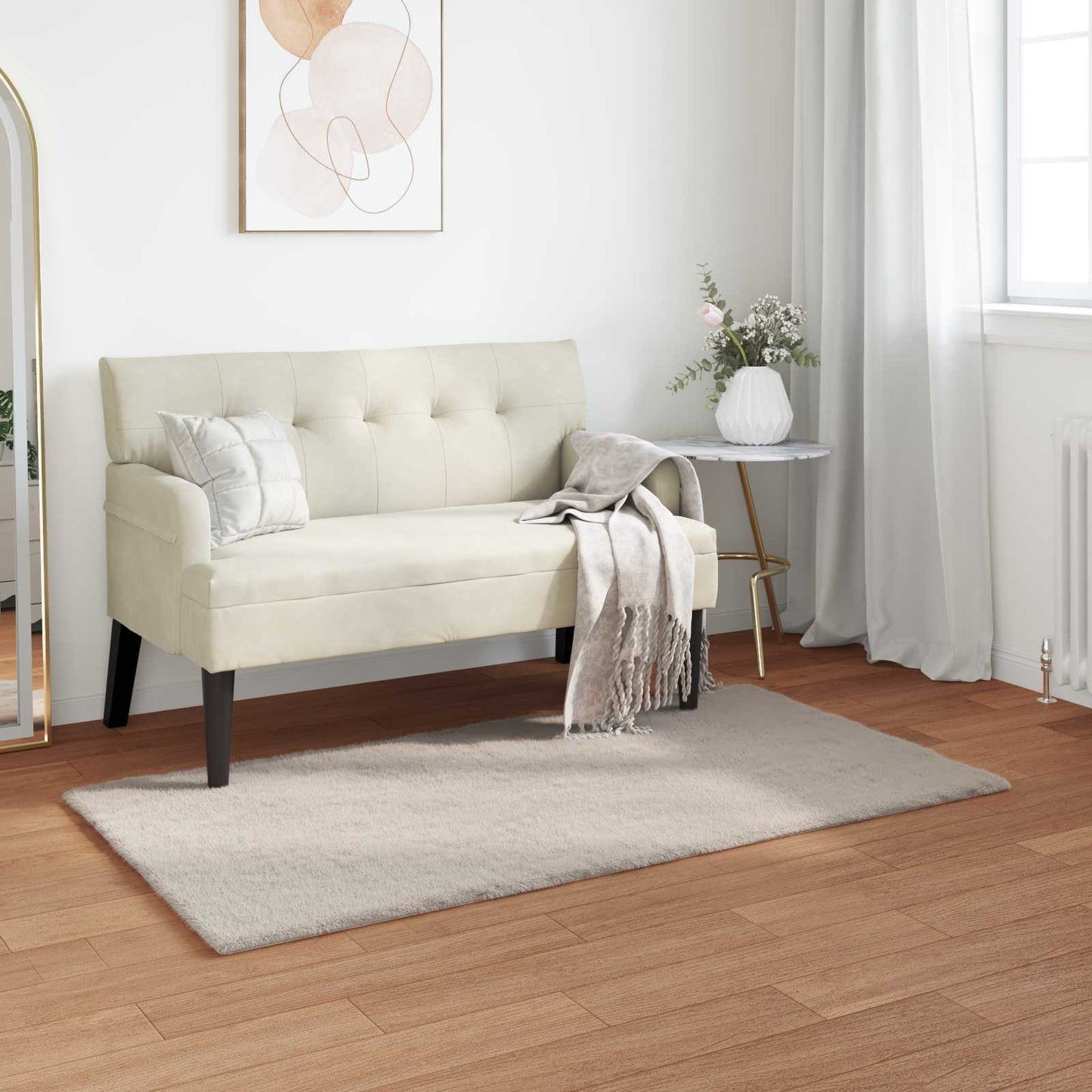 Tappeto antiscivolo in di coniglio sintetica Olite Beige