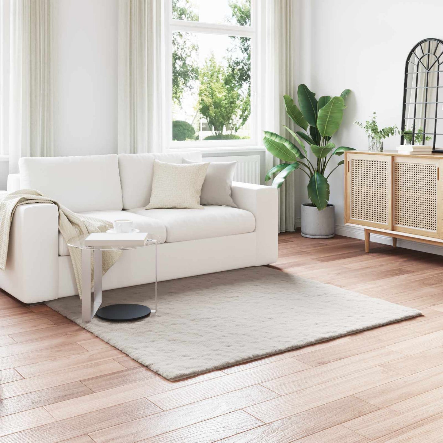 Tappeto antiscivolo in di coniglio sintetica Olite Beige