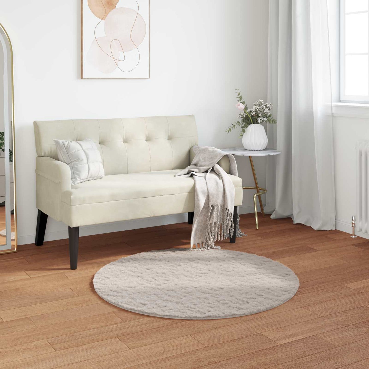 Tappeto antiscivolo in di coniglio sintetica Olite Beige