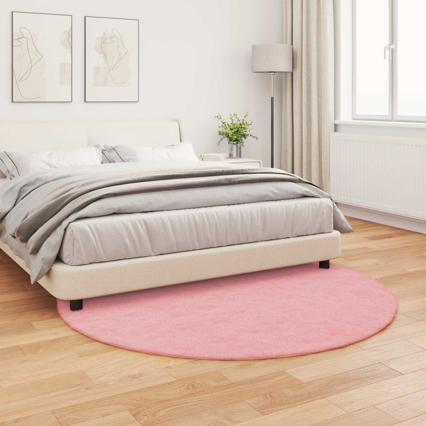 Tappeto antiscivolo in di coniglio sintetica Olite Rosa