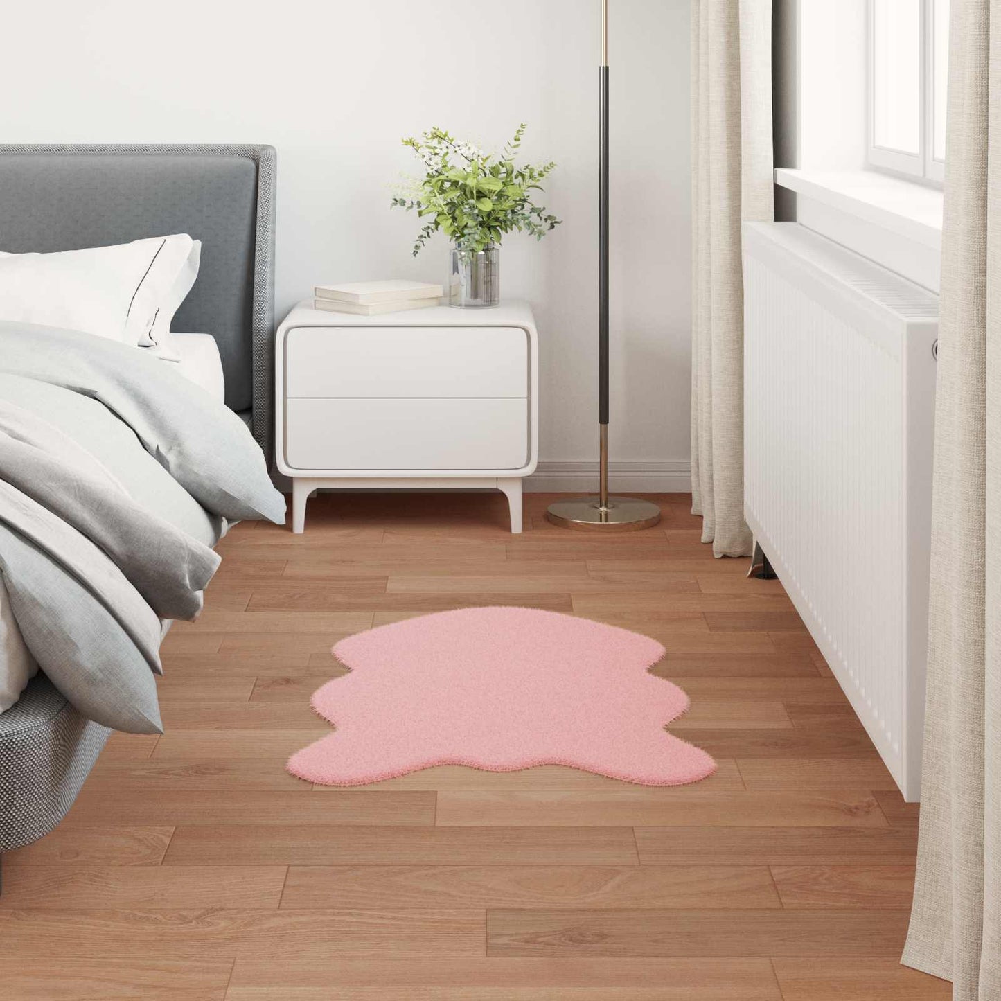 Tappeto antiscivolo in di coniglio sintetica Olite Rosa
