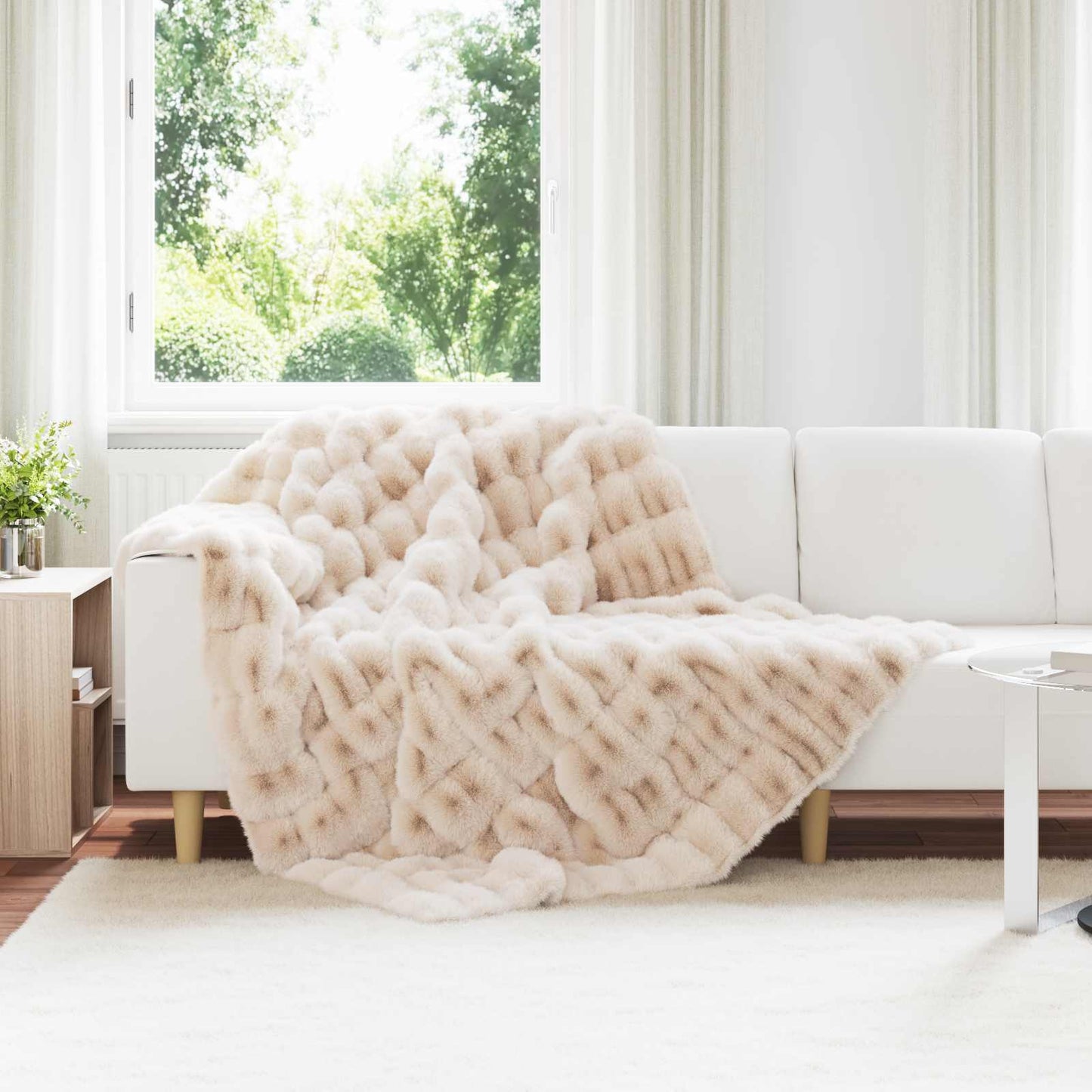 Coperta antiscivolo in finta di coniglio Olite Beige Poliestere
