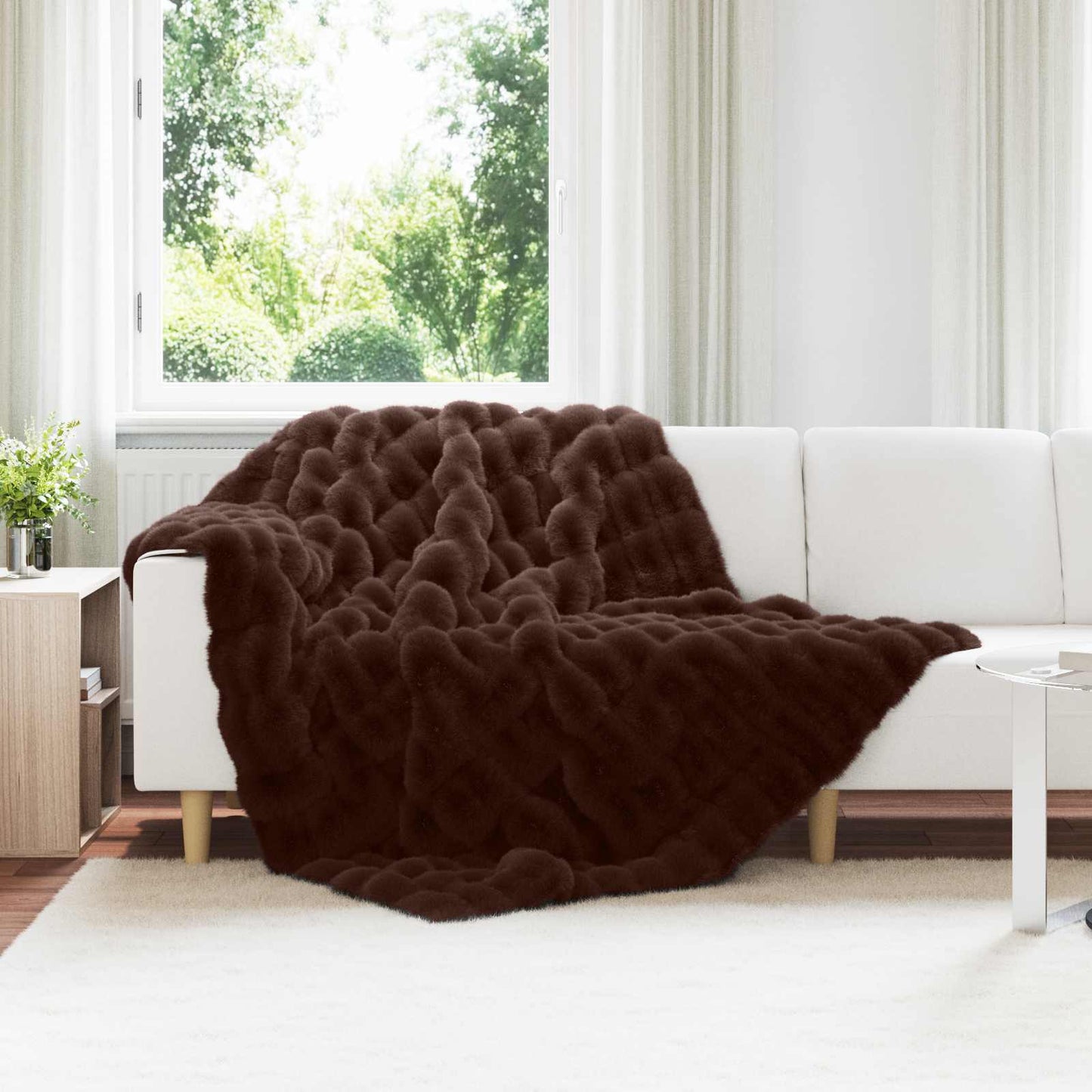 Coperta antiscivolo in finta di coniglio Olite Cammello