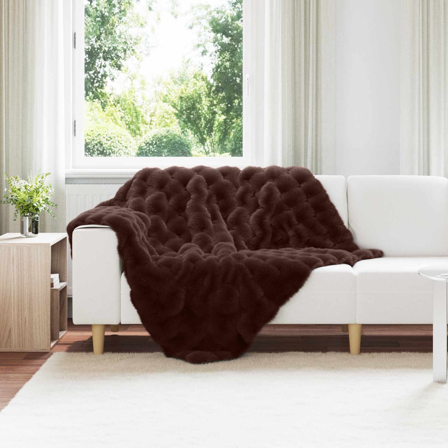 Coperta antiscivolo in finta di coniglio Olite 4 pcs Cammello