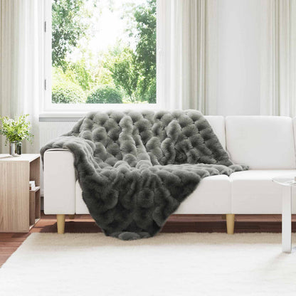 Coperta antiscivolo in finta di coniglio Olite Grigio scuro
