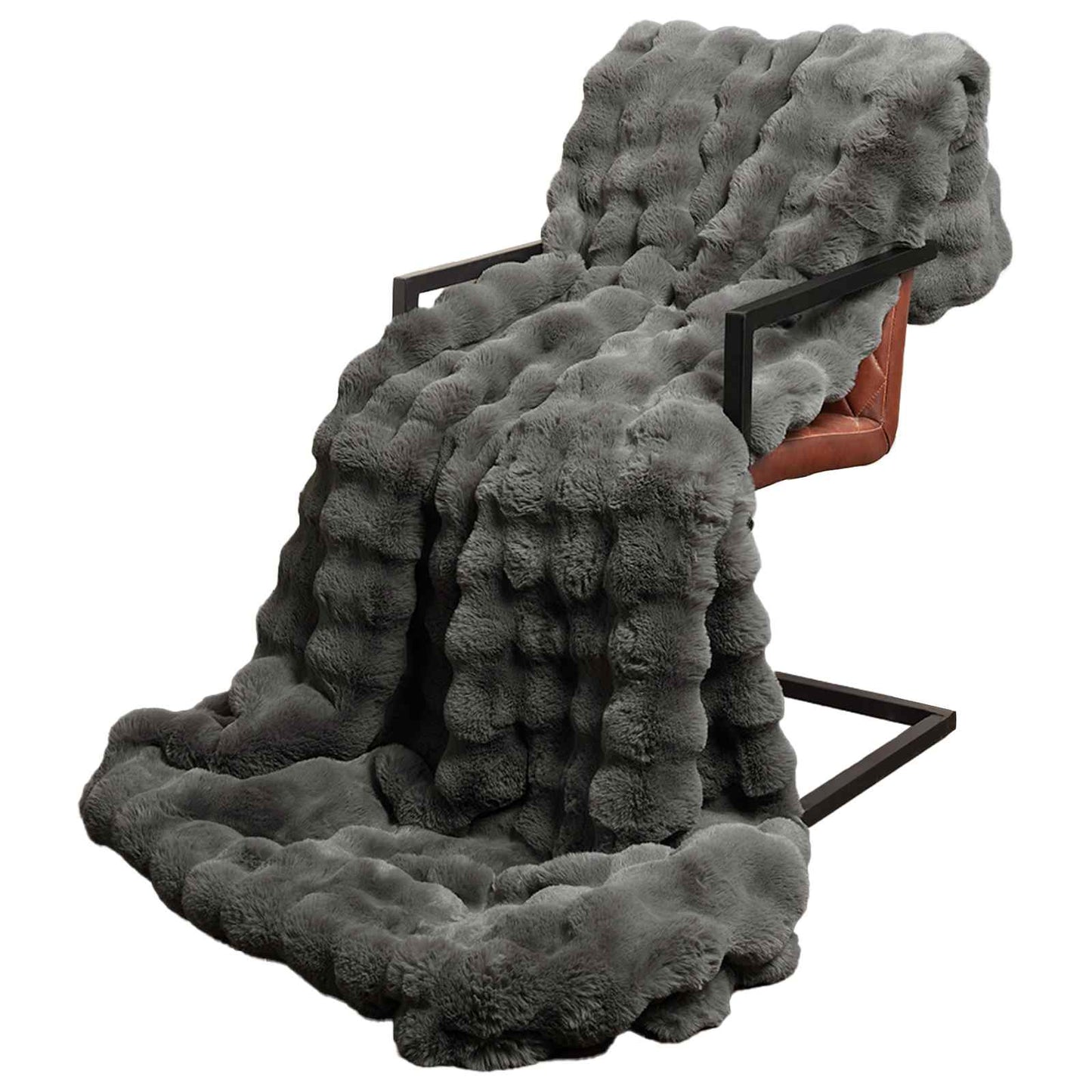 Coperta antiscivolo in finta di coniglio Olite Grigio scuro