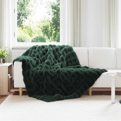 Coperta antiscivolo in finta di coniglio Olite Verde Scuro