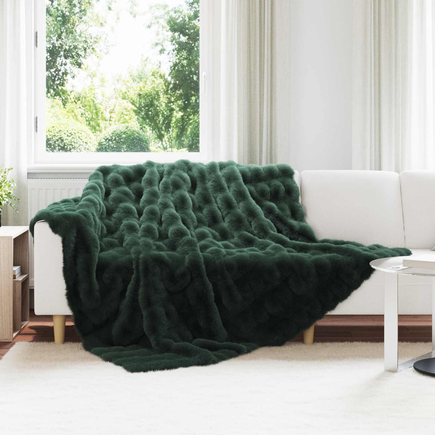 Coperta antiscivolo in finta di coniglio Olite Verde Scuro