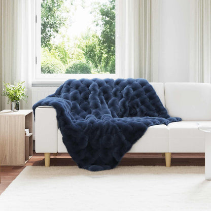 Coperta antiscivolo in finta di coniglio Olite Blu Marino