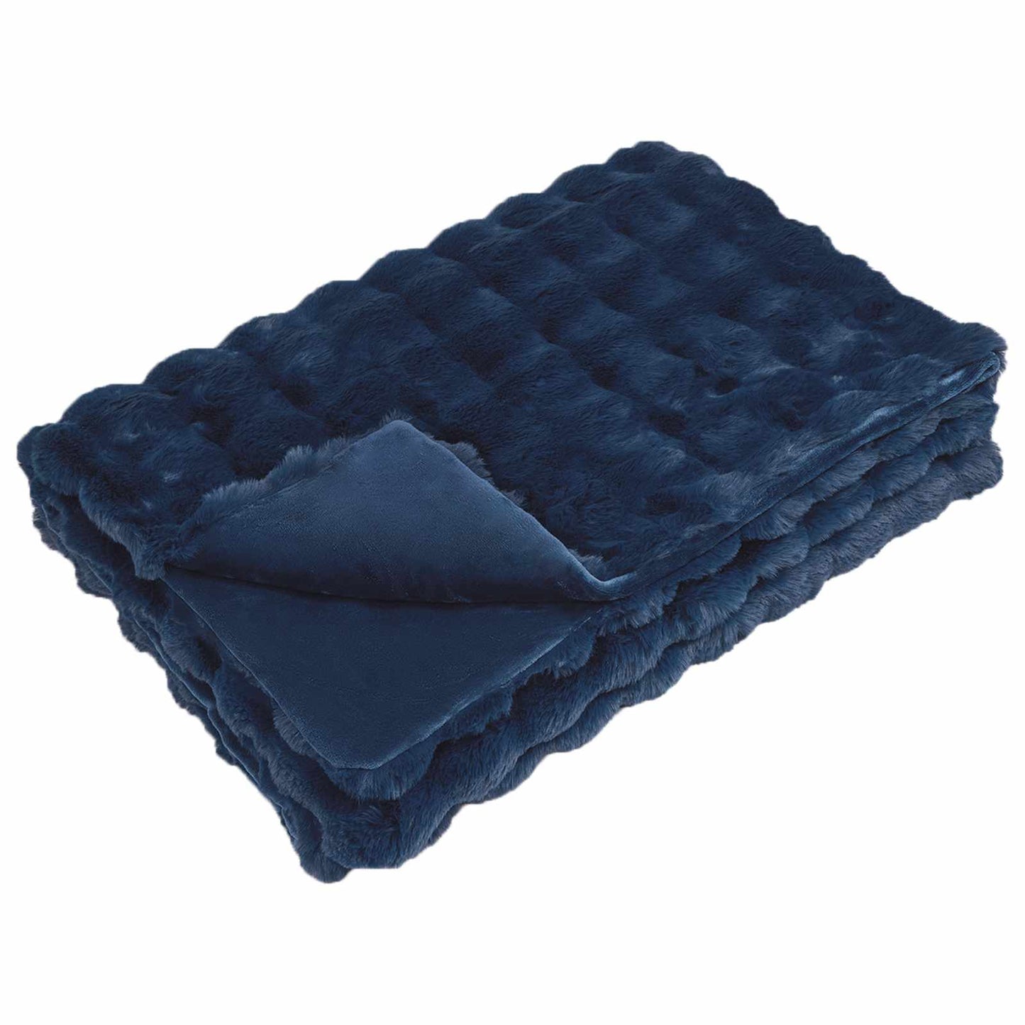 Coperta antiscivolo in finta di coniglio Olite Blu Marino
