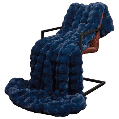 Coperta antiscivolo in finta di coniglio Olite Blu Marino