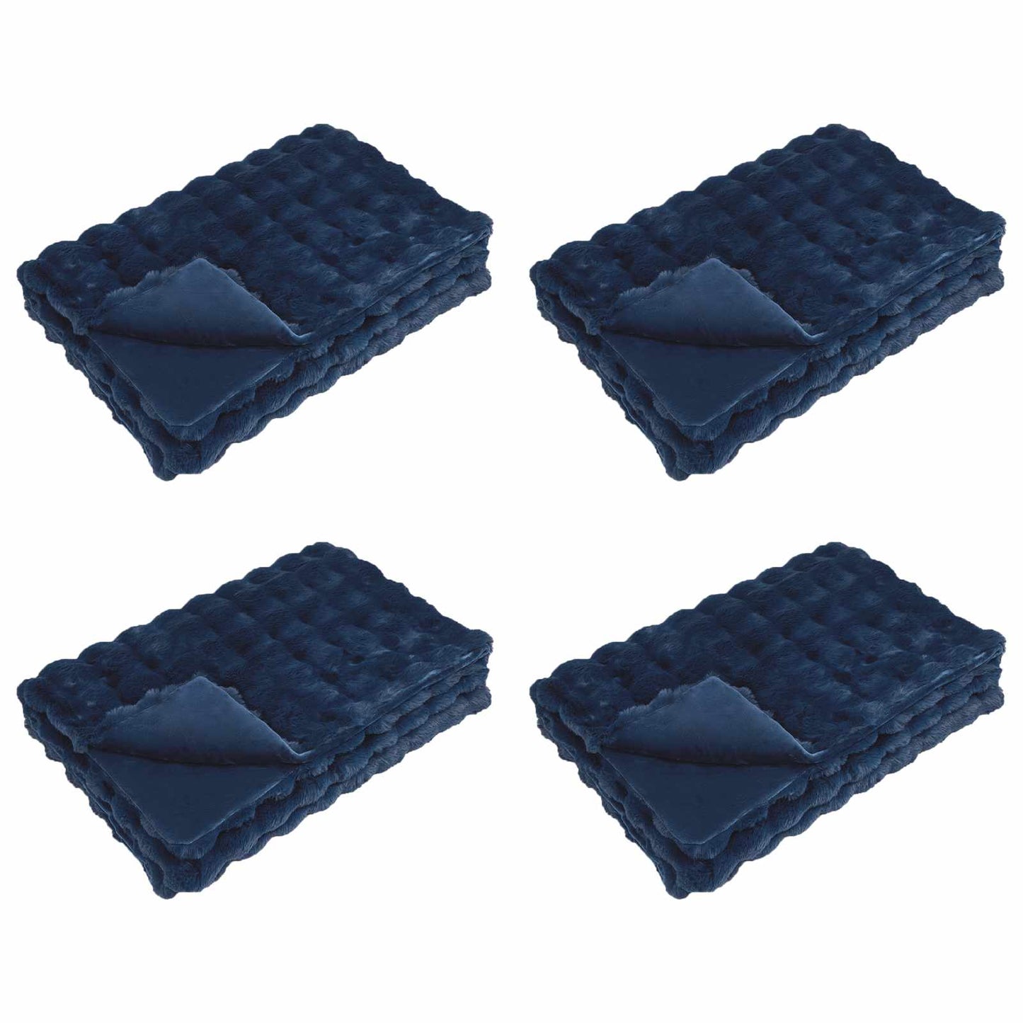 Coperta antiscivolo in finta di coniglio Olite 4 pcs Blu Marino