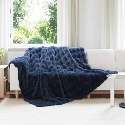 Coperta antiscivolo in finta di coniglio Olite 4 pcs Blu Marino