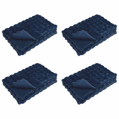 Coperta antiscivolo in finta di coniglio Olite 4 pcs Blu Marino
