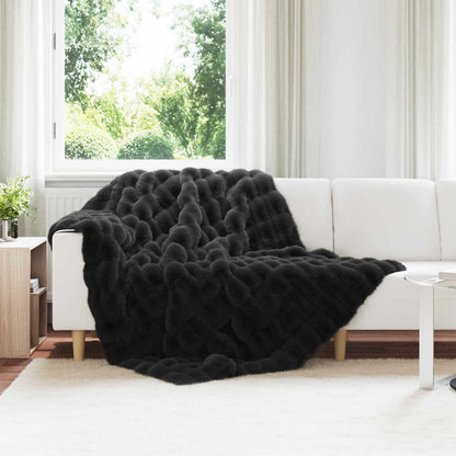 Coperta antiscivolo in finta di coniglio Olite Nero Poliestere