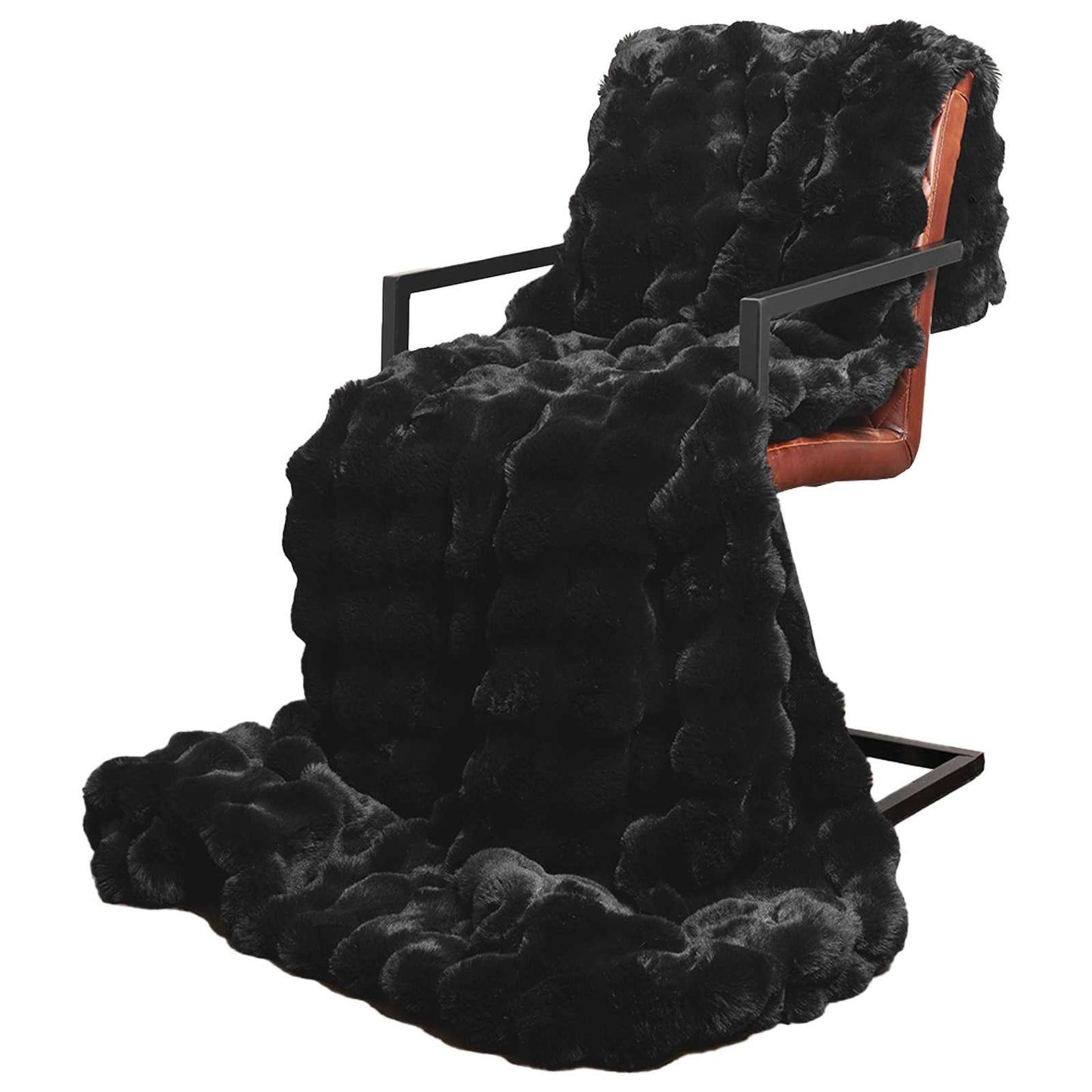 Coperta antiscivolo in finta di coniglio Olite Nero Poliestere