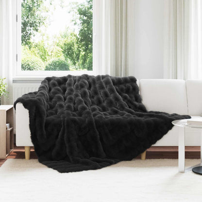 Coperta antiscivolo in finta di coniglio Olite Nero Poliestere