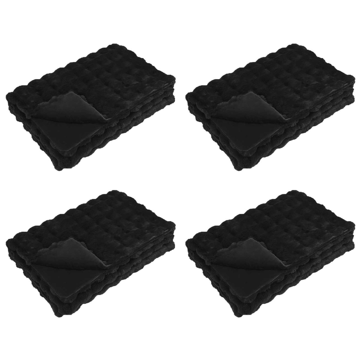 Coperta antiscivolo in finta di coniglio Olite 4 pcs Nero