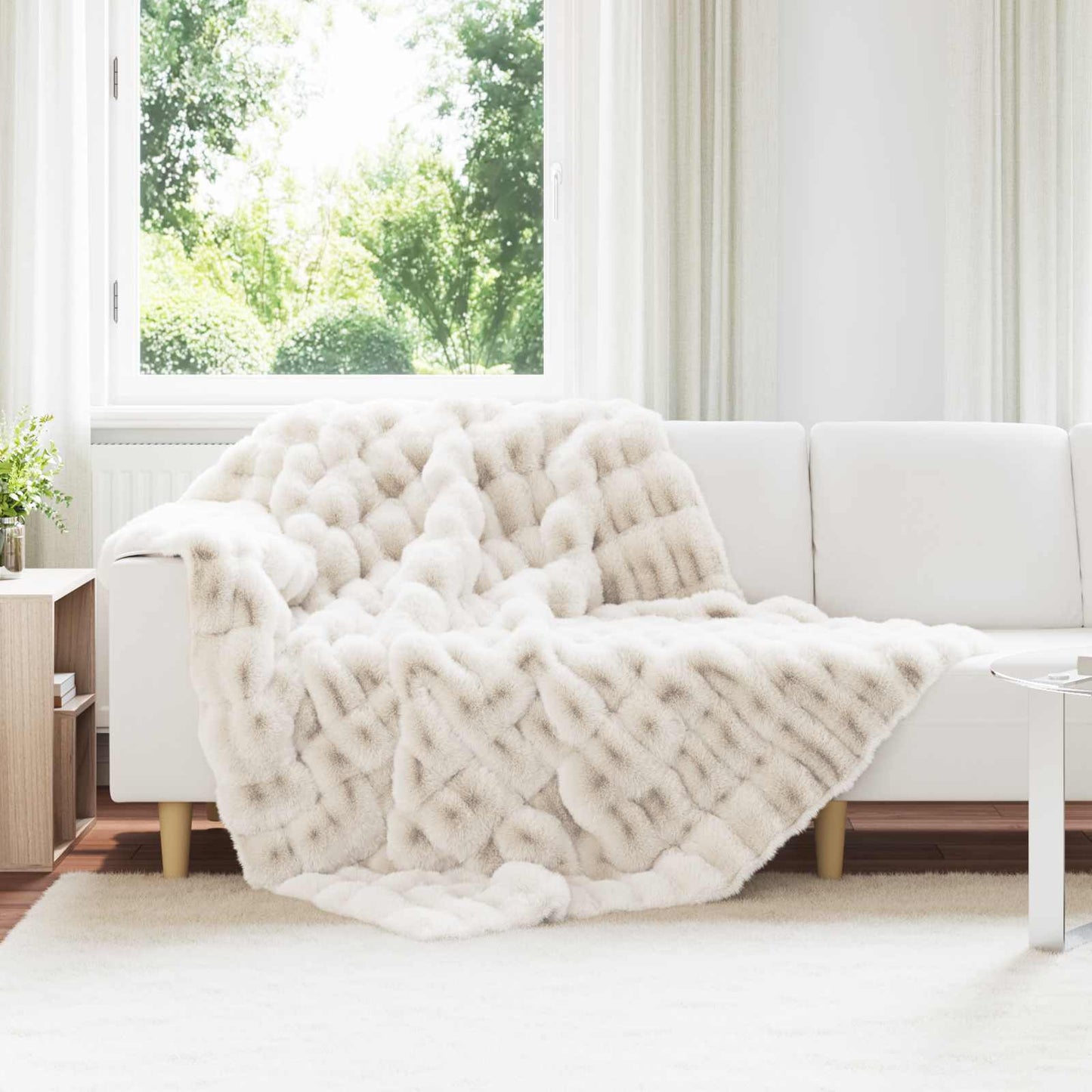 Coperta antiscivolo in finta di coniglio Olite Bianco