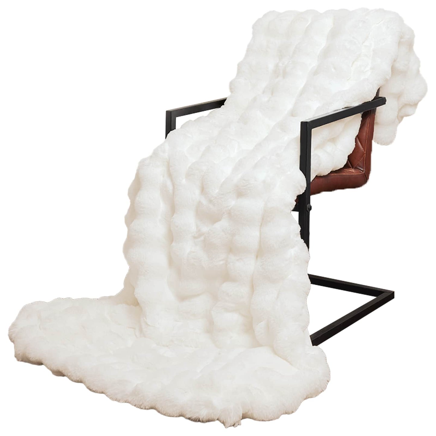 Coperta antiscivolo in finta di coniglio Olite Bianco