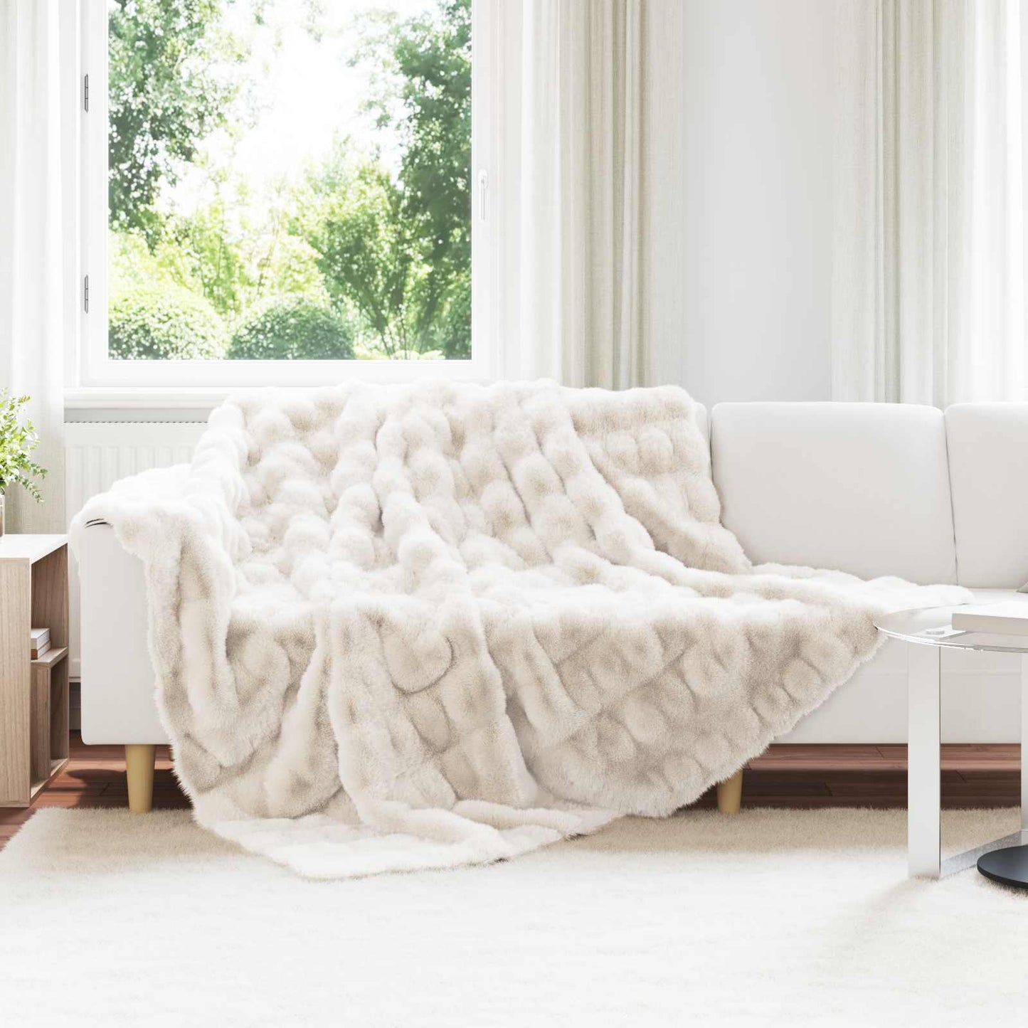 Coperta antiscivolo in finta di coniglio Olite Bianco