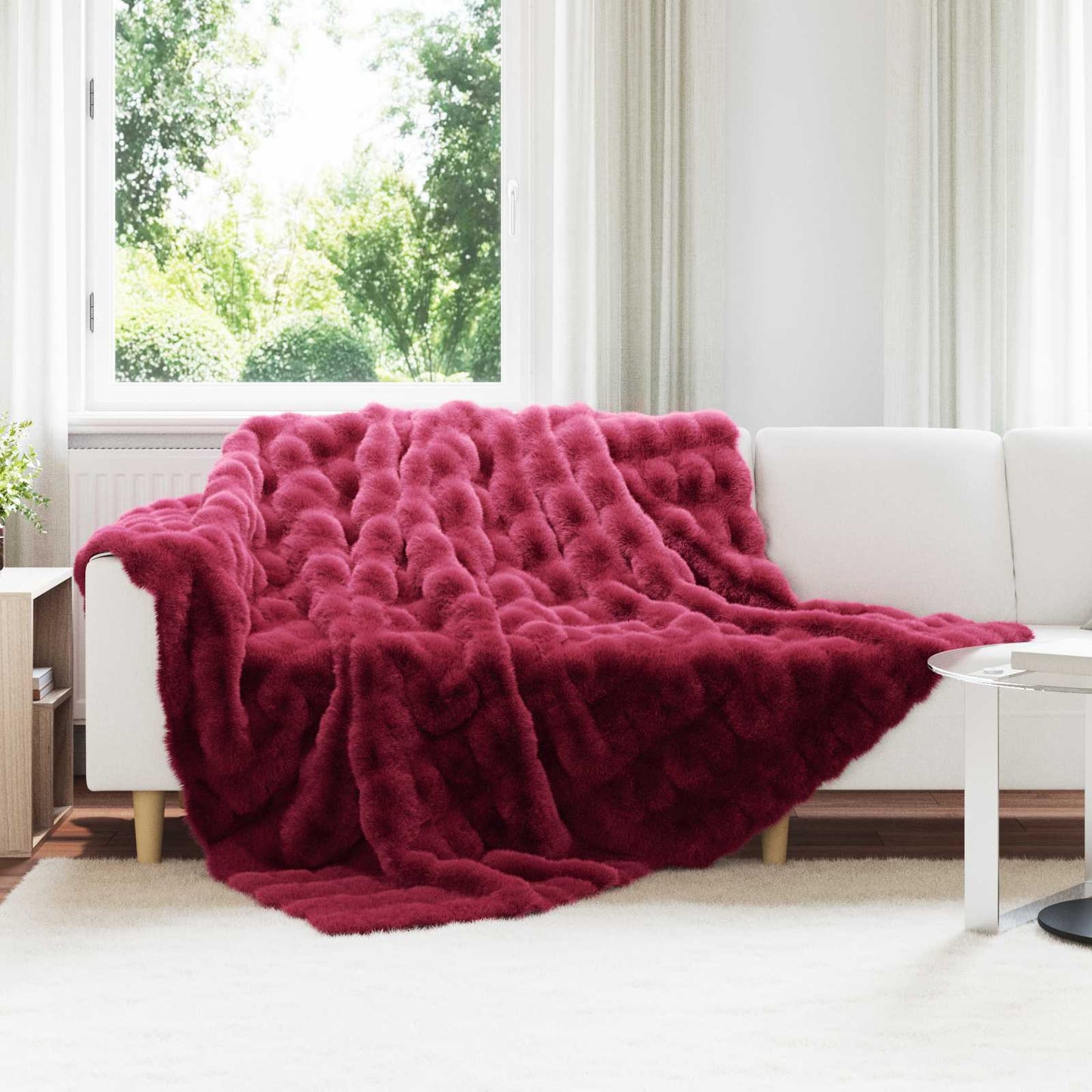 Coperta antiscivolo in finta di coniglio Olite Rosso Bordeaux