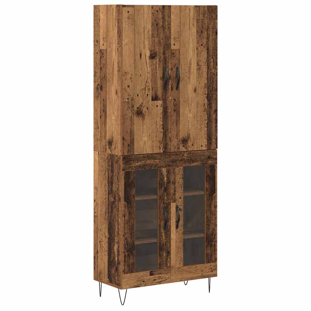 Credenza 2 pcs Legno vecchio Legno ingegnerizzato e vetro