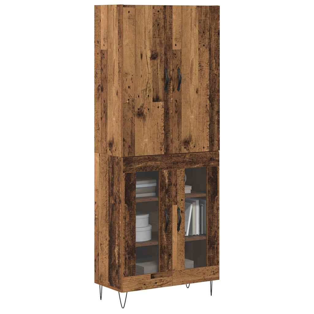 Credenza 2 pcs Legno vecchio Legno ingegnerizzato e vetro