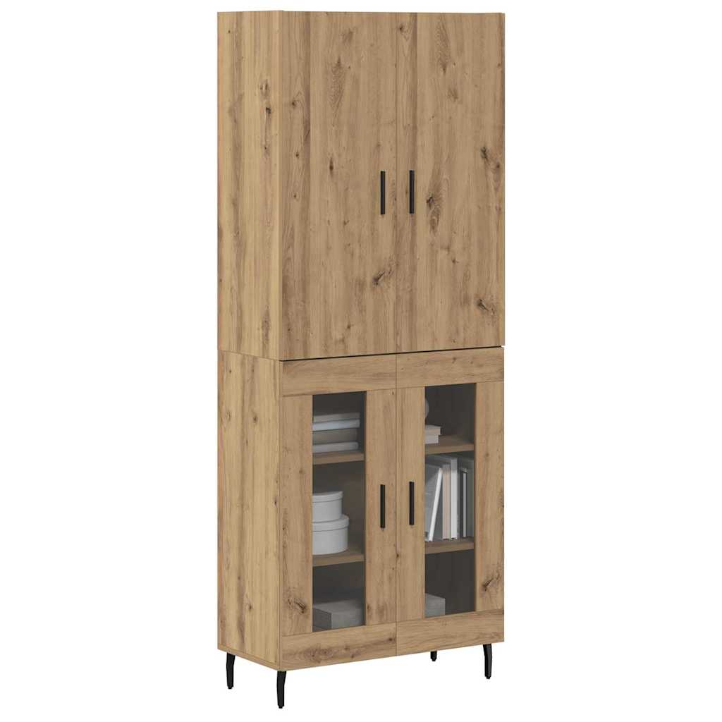 Credenza 2 pcs Legno vecchio Legno Stratificato e Vetro